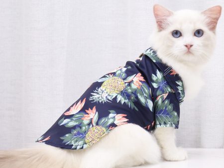 Pet Summer Shirt - Navy Tropical Online Sale