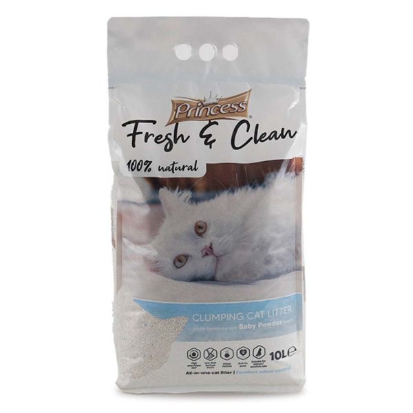 Princess Fresh&Clean Baby Powder Clumping Cat Litter 10L Online now