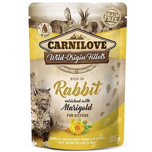 Carnilove Kitten Rabbit with Marigold in Gravy 85g Pouch For Sale